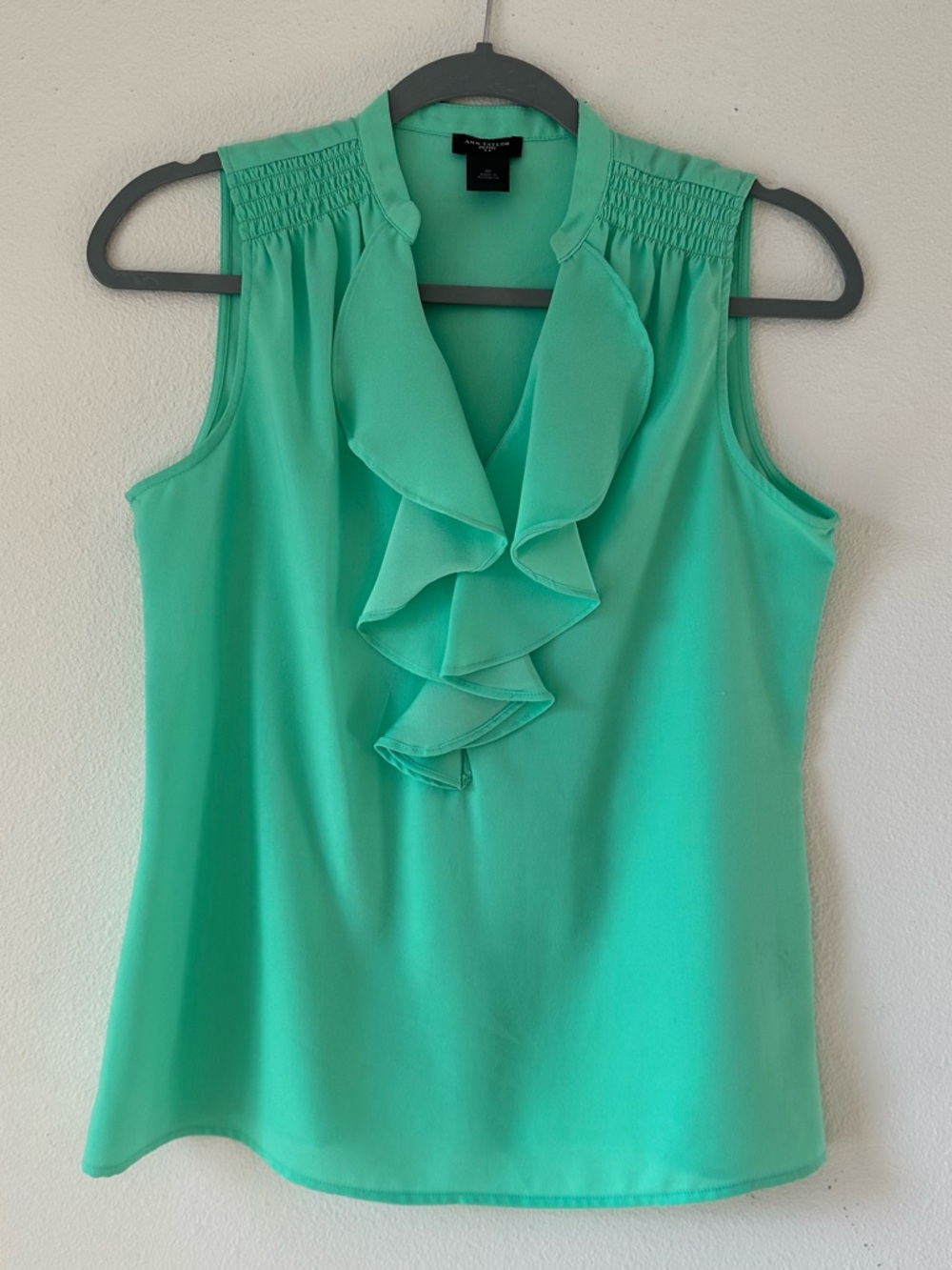 Ann Taylor Sleeveless Ruffle V-Neck Camisole - Mint